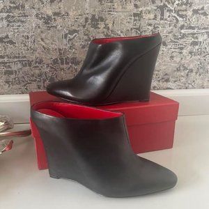 *NIB* CHARLES JOURDAN BLACK LEATHER SLIDE ON WEDGE BOOTS_sz 9